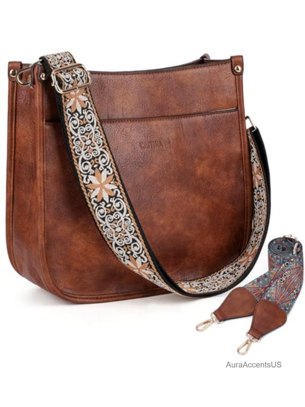 Women's Vegan Leather Hobo Crossbody Bag with 2 Adjustable Straps